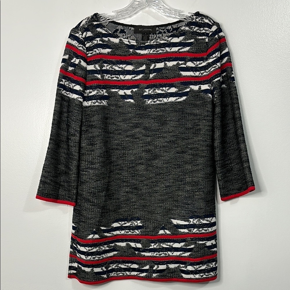 St. John Crewneck 3/4 Sleeve Knit Sweater Tunic Size S